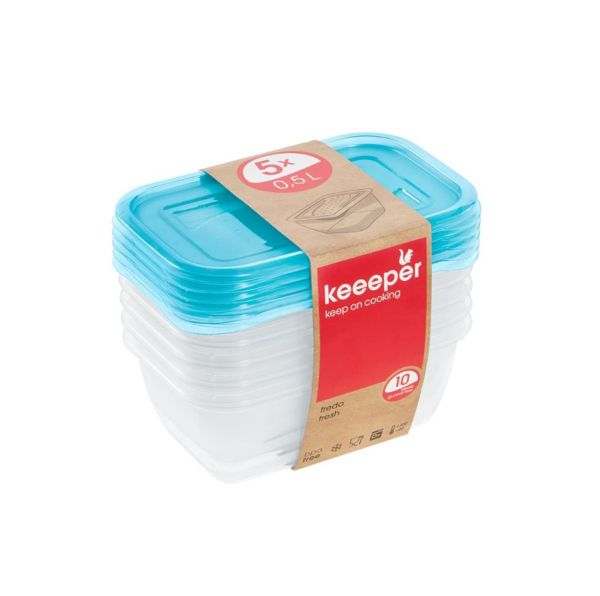 Комплект ємностей Keeeper для CВЧ прямокутний "Fredo Fresh" (5*0,5л)