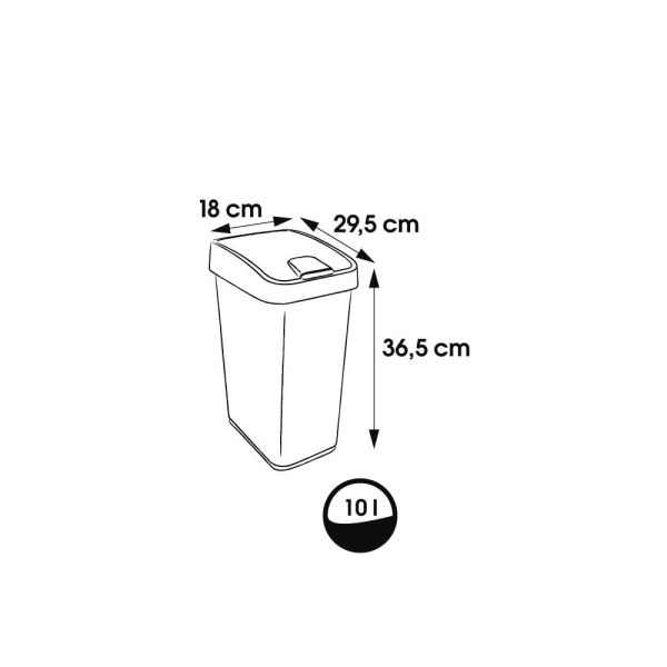 Сміттєвий контейнер Keeeper "FLIP LID" 10л срібло