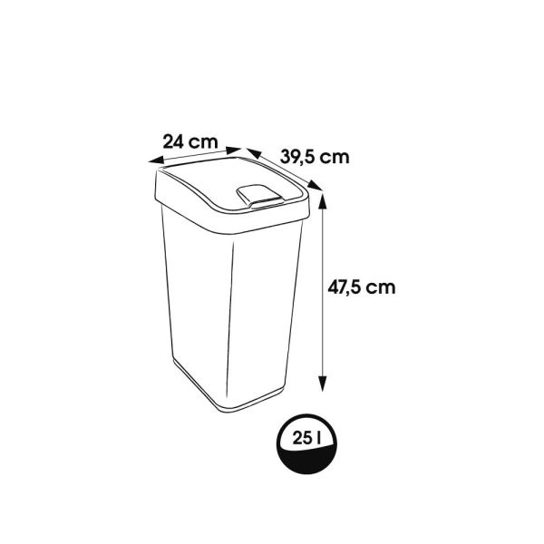 Сміттєвий контейнер Keeeper "FLIP LID" 25л срібло