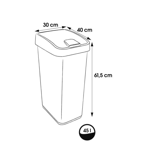 Сміттєвий контейнер Keeeper "FLIP LID" 45л срібло