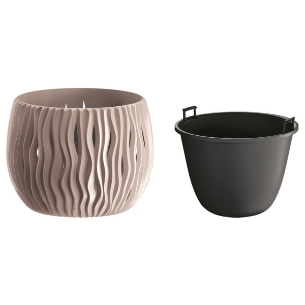 Горщик круглий Sandy Bowl із вкладишем, 18см Мокка