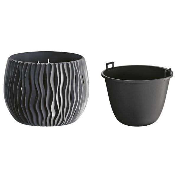 Горщик круглий Sandy Bowl із вкладишем, 18см Антрацит
