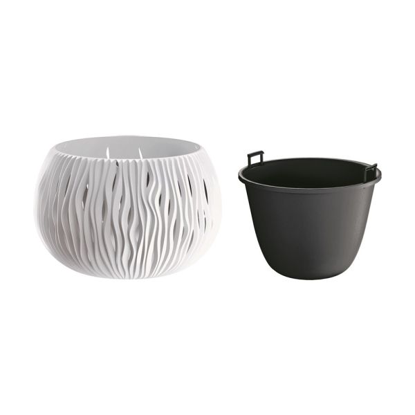 Горщик круглий Sandy Bowl із вкладишем, 18см Білий