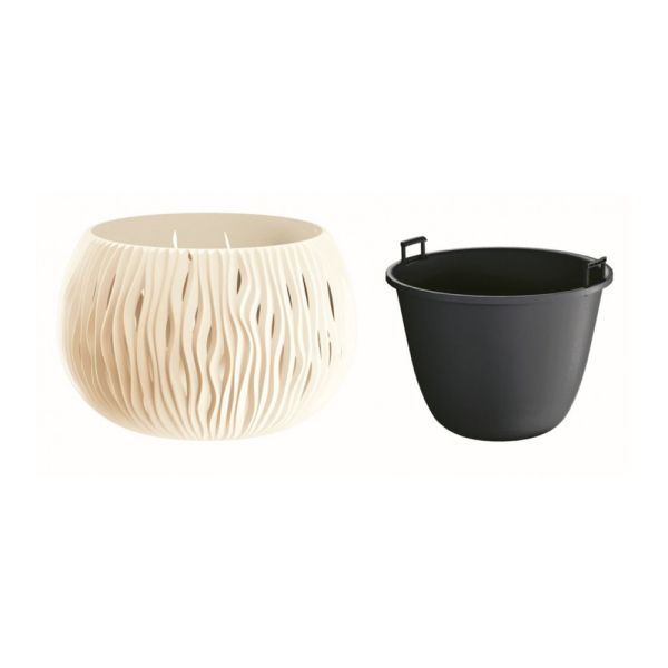 Горщик круглий Sandy Bowl із вкладишем, 29см Крем
