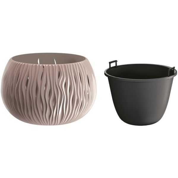 Горщик круглий Sandy Bowl із вкладишем, 37см Мокка