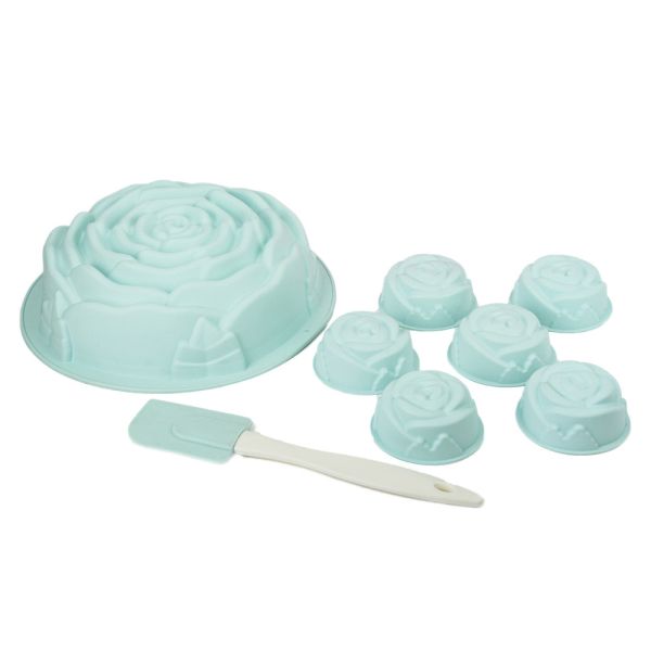 Набір форм силіконових для випічки (кекс Троянда,мафіни Троянда-6шт,лопатка)