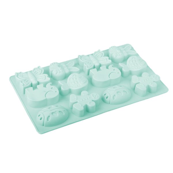 Форма силіконова для випікання кексів Звірі, 12 осередків, 19,5х34х4см