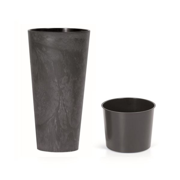 Горщик для квітів Tubus Slim Beton Effect 15см Антрацит мармуровий