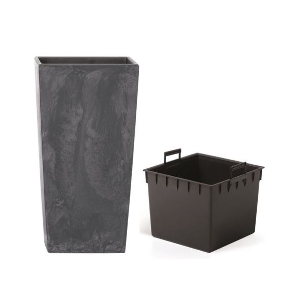 Горщик для квітів Urbi Square Beton Effect 26 см Антрацит мармуровий