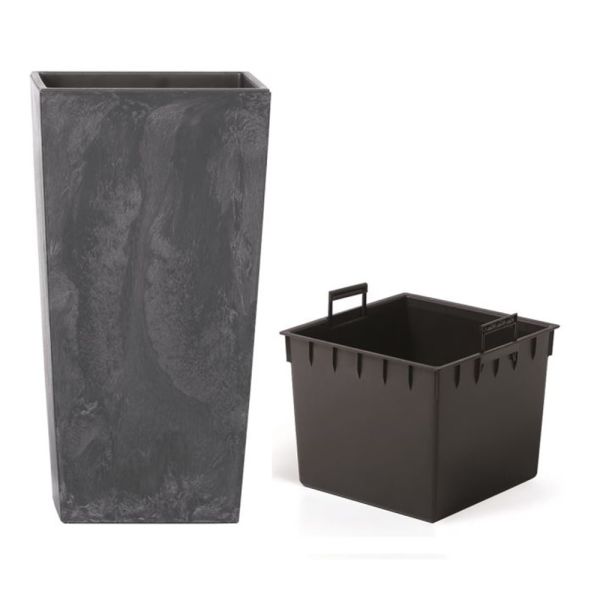 Горщик для квітів Urbi Square Beton Effect 40см Антрацит мармуровий