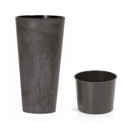 Горщик для квітів Tubus Slim Beton Effect 30cm Антрацит мармуровий