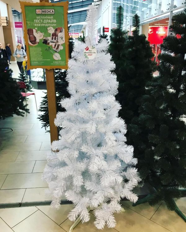 Новорічна біла штучна ялинка ЛІСОВА біла із плівки ПВХ 130 см
