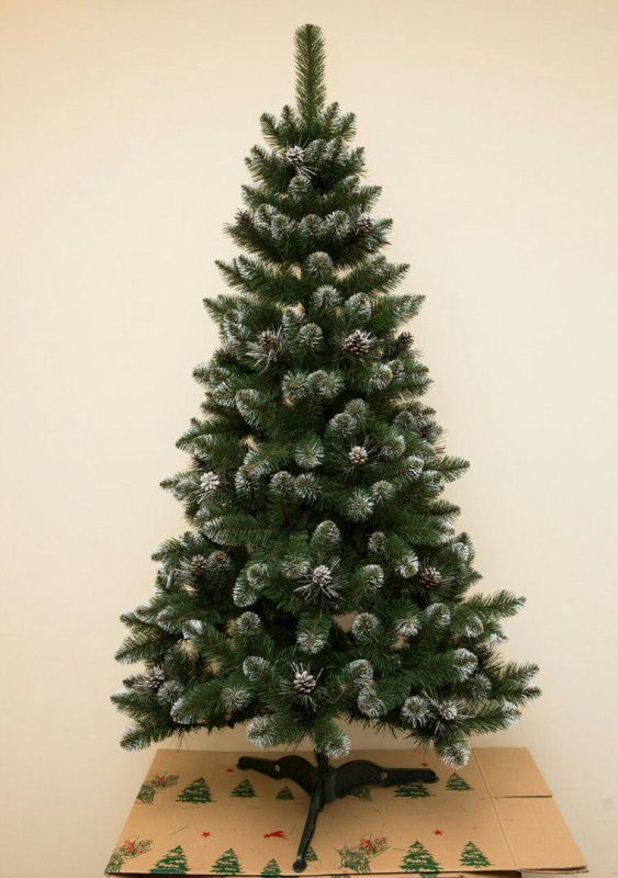 Штучна ялинка з шишками КАРПАТСЬКА з білими кінчиками 120 см