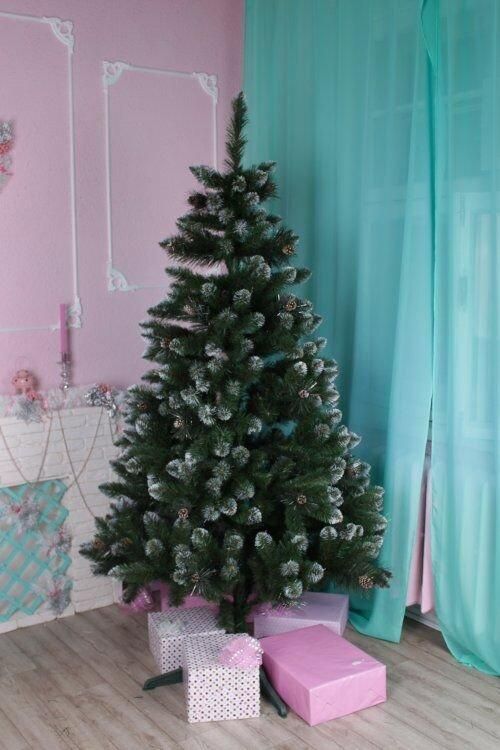 Штучна ялинка з шишками КАРПАТСЬКА з білими кінчиками 190 см