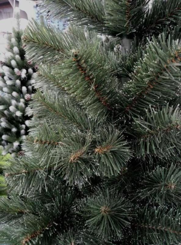 Штучна новорічна ялинка ЛІСОВА з білими кінчиками 180 см