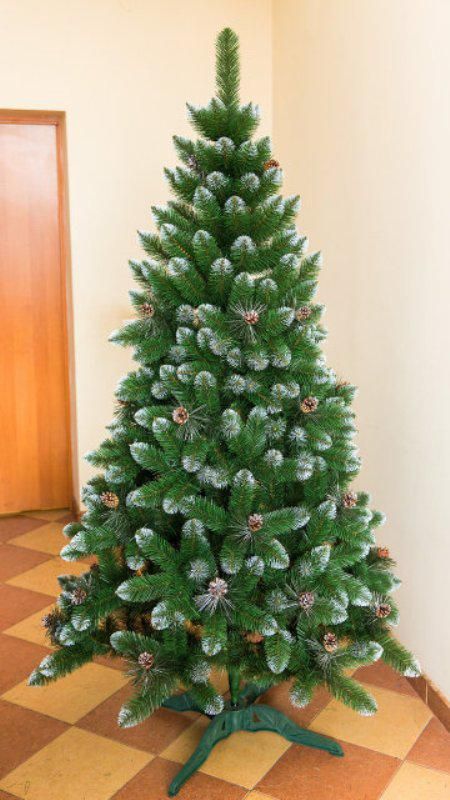 Штучна ялинка з шишками КАРПАТСЬКА з білими кінчиками 250 см