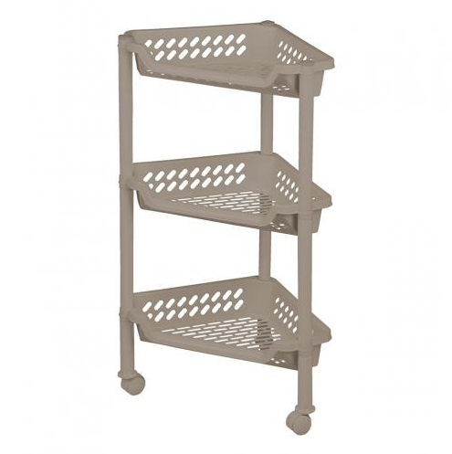 Етажерка Plast Team кутова маленька на коліщатках Мокка