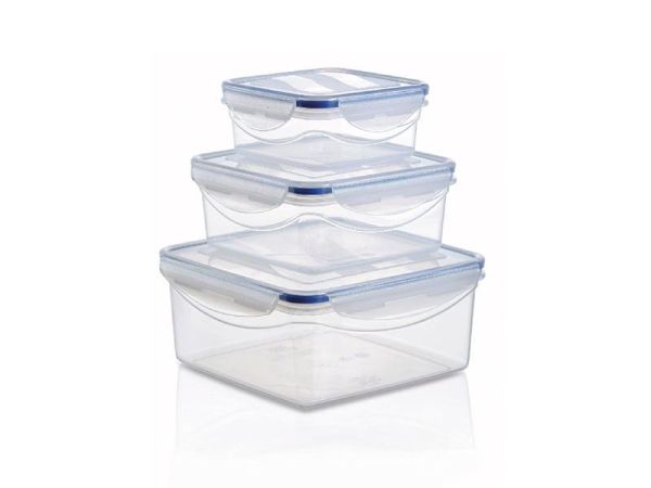 Комплект ємностей вакуумних квадратних CLICK WITH  LOCK 3шт (0,53лх1,2лх2,5л)