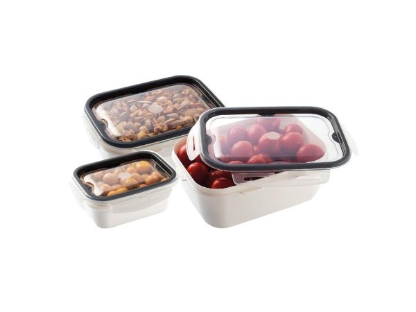 Комплект ємностей вакуумних прямокутних LOCK & FIT 3шт (0,45лх1лх2л) Матовий