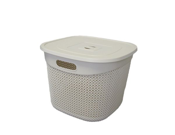 Кошик DROP квадратний з кришкою, 36л Крем