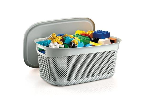 Кошик DROP прямокутний з кришкою, 6,6л Сірий металік