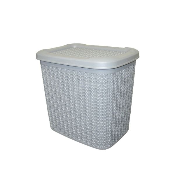 Кошик KNIT прямокутний з кришкою, 10л Сірий металік