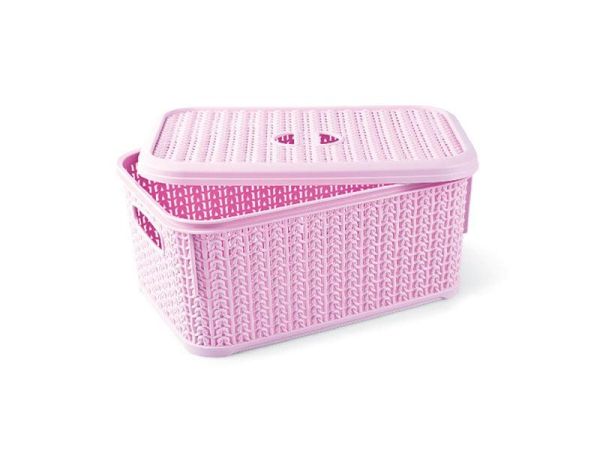 Кошик KNIT прямокутний з кришкою, 6л Пурпурно-рожевий