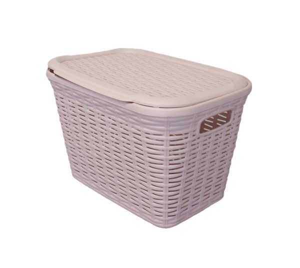 Кошик RATTAN прямокутний з кришкою, 20л Пурпурно-рожевий