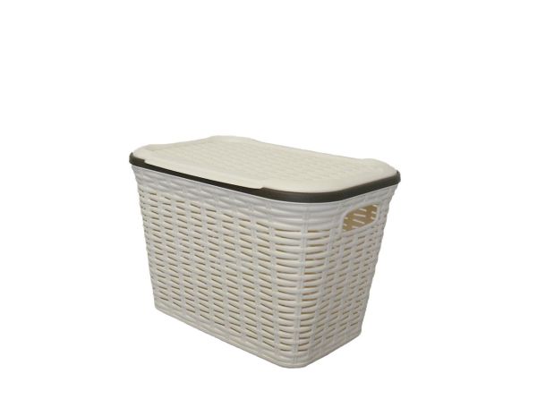 Кошик RATTAN прямокутний з кришкою, 20л Крем