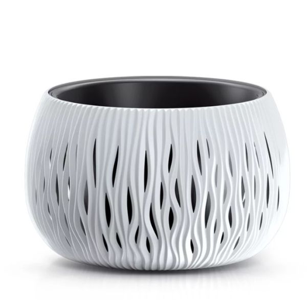 Горщик круглий Sandy Bowl із вкладишем, 480мм Білий