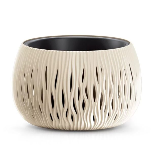 Горщик круглий Sandy Bowl із вкладишем, 480мм Крем