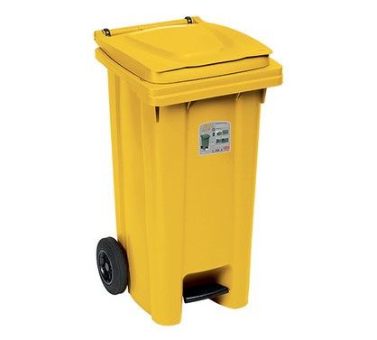 Сміттєвий бак Stefanplast Bidone carrellato 120 л з педаллю Жовтий