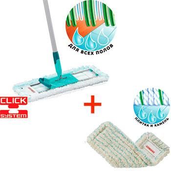 Комплект: Швабра Leifheit Profi 42 см Micro Duo + змінна Губка для плитки Cotton Plus