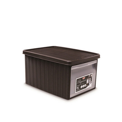 Ящик для хранения с крышкой и фронтальной дверцей Stefanplast ELEGANCE M Темно-коричневая