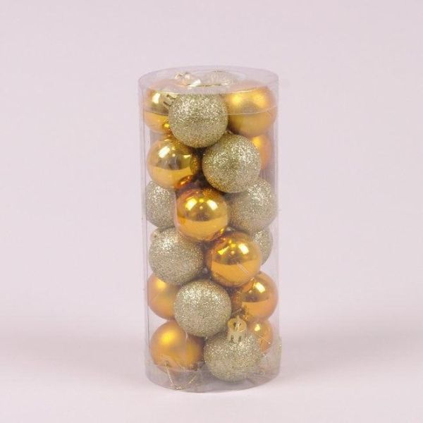 Набір пластикових золотих новорічних кульок 24 шт. D-3 44667