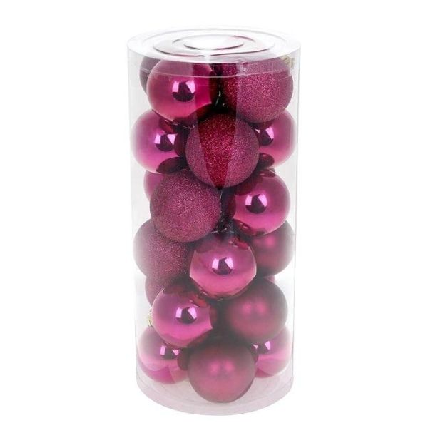 Набір пластикових новорічних кульок 24 шт. D-6 см 12438