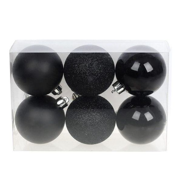 Набір пластикових новорічних кульок 6 шт. D-6 см. 12421