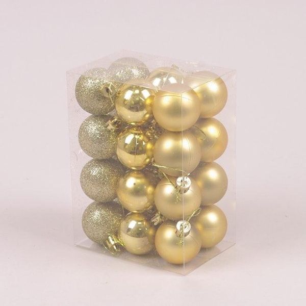 Набір пластикових срібних новорічних кульок 24 шт. D-4 см. 44406