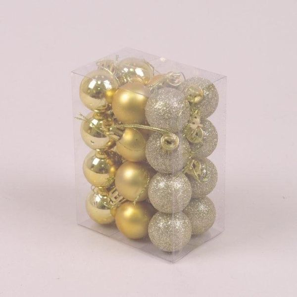 Набір пластикових червоних новорічних кульок 24 шт. D-3 см 44402