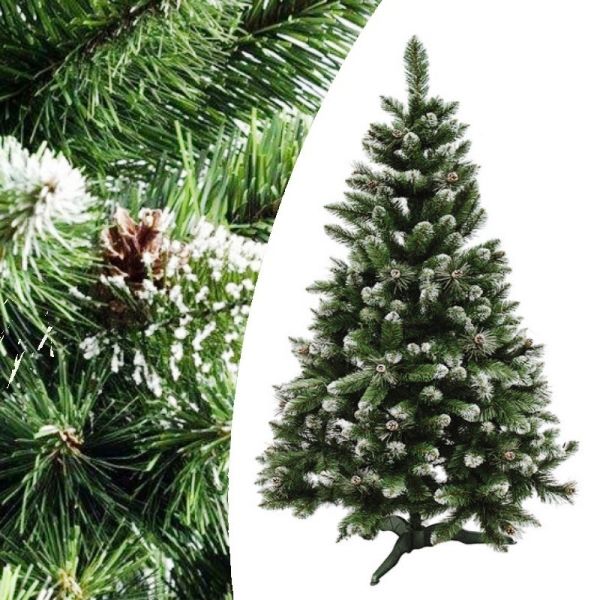 Штучна ялинка з шишками КАРПАТСЬКА з білими кінчиками 100 см