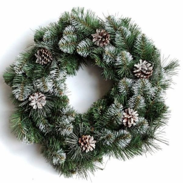 Штучний новорічний вінок КАРПАТСЬКИЙ З ШИШКАМИ 50 см