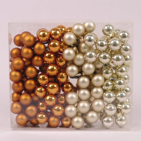 Кульки скляні 2,5 см. коричневі-шампань (12 пучків-144 кульки) 44639