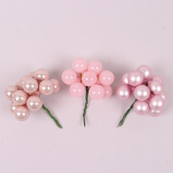 Кульки скляні 2,5 см. рожеві мікс (12 пучків-144 кульки) 44638