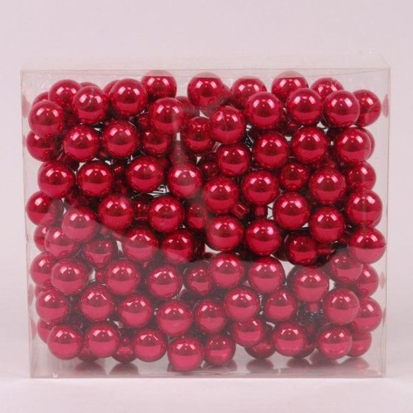 Кульки скляні 2,5 см. червоні опал (12 пучків-144 кульки) 44634