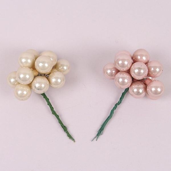 Кульки скляні 2 см. рожево-кремові (12 пучків-144 кульки) 44628