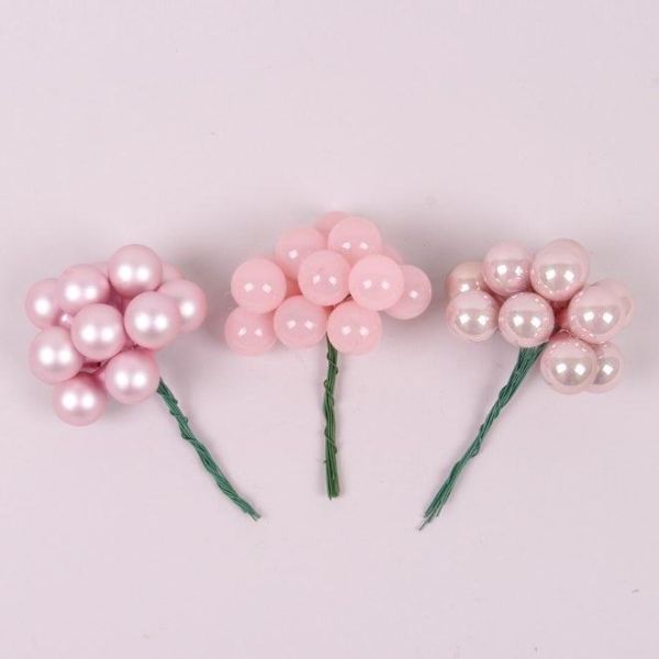 Кульки скляні 2 см. рожеві мікс (12 пучків-144 кульки) 44627