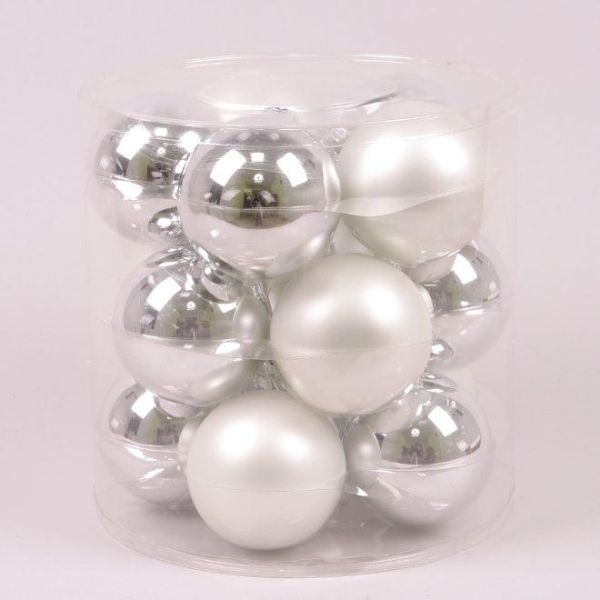 Кульки скляні 8 см. срібні (15 шт.) 44592