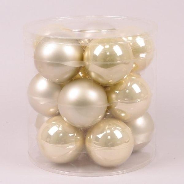 Кульки скляні 8 см. золоті-шампань (15 шт.) 44600