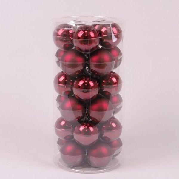 Кульки скляні 5,7 см. темно-червоні (30 шт.) 44589