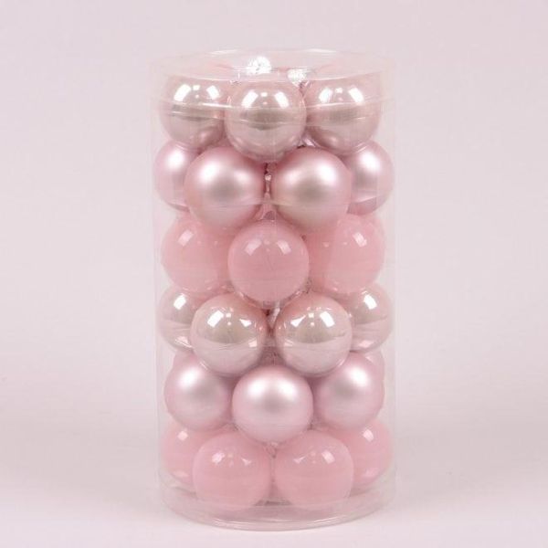 Кульки скляні 3,8 см. рожеві мікс (36 шт.) 44568